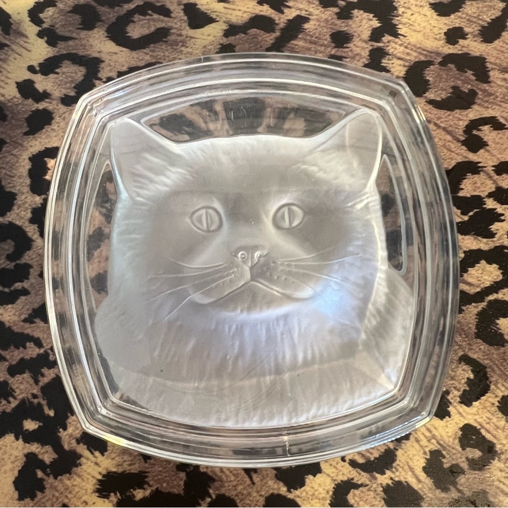 Beautiful Cristal d'Arques Lead Crystal Cat Trinket Box Great Condition